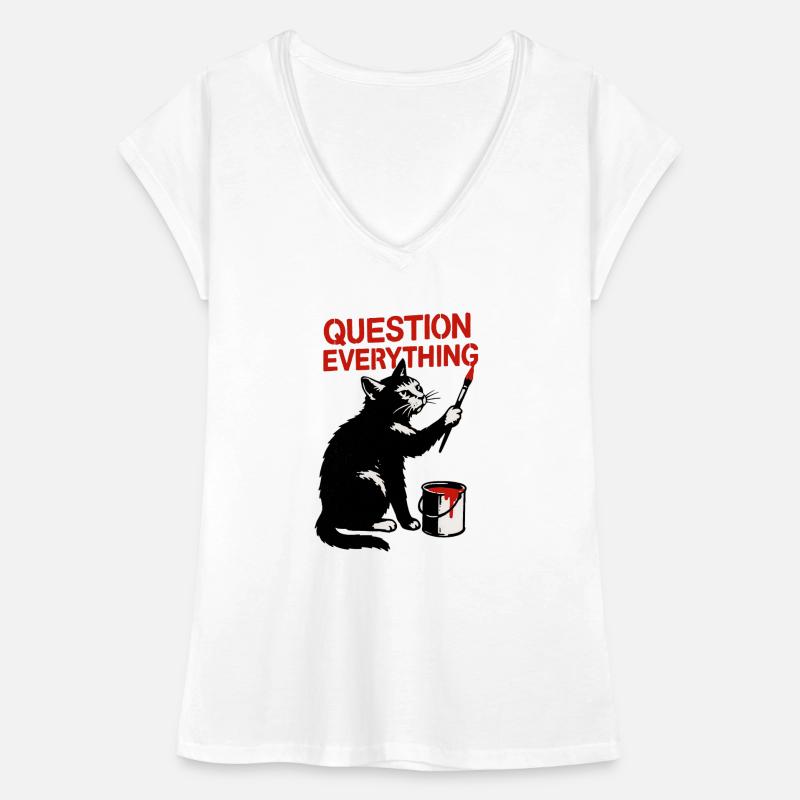 Questioning Everything: Cat Art Women's Vintage T-Shirt