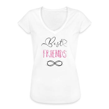 Beste Freunde - Frauen Vintage T-Shirt - Weiß - Vorne - Danielle (179cm)