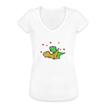 Dinosaurier Sex lustiger Spruch - Frauen Vintage T-Shirt - Weiß - Vorne