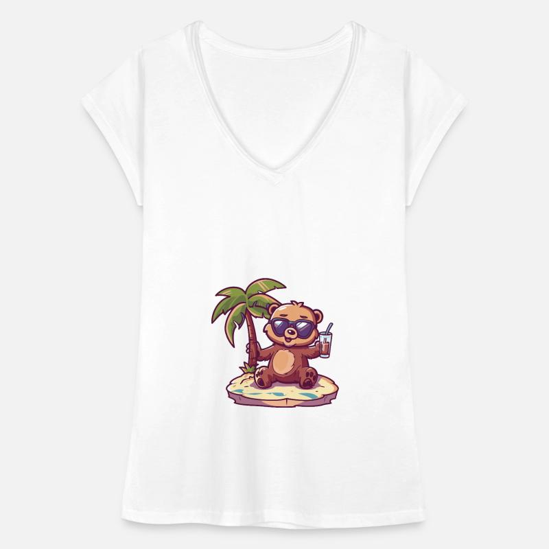 Bear Summer Beach Comic Women's Vintage T-Shirt