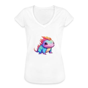 Regenbogen-Zauber - Der niedliche Axolotl - Frauen Vintage T-Shirt - Weiß - Vorne - Danielle (179cm)