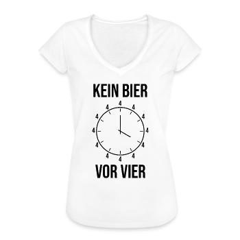 Lustiger Spruch - Kein Bier vor Vier - Frauen Vintage T-Shirt - Weiß - Vorne - Danielle (179cm)