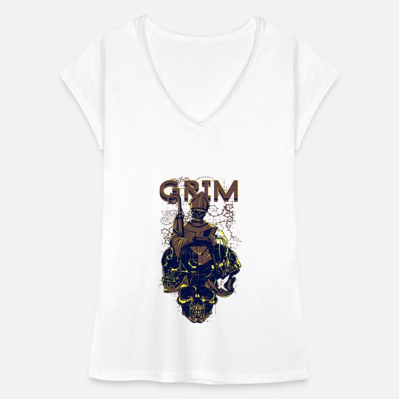 Ein unheimlich Grim mit Schädel Skelett Design Frauen Vintage T-Shirt