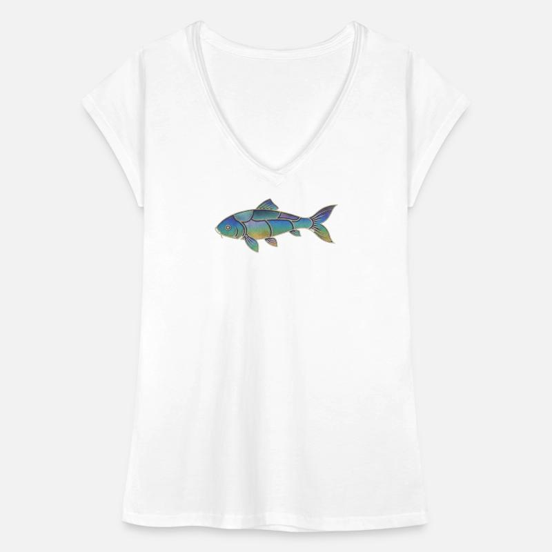 Gradient Pattern Iridescent Koi Fish Women's Vintage T-Shirt