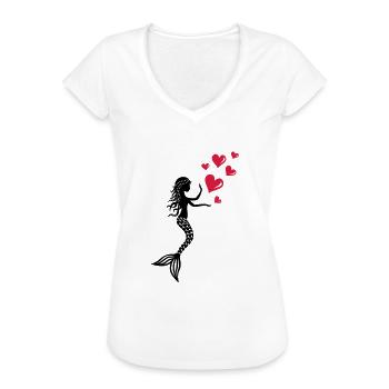 Mermaid Meerjungfrau Seejungfrau Valentinstag Nixe - Frauen Vintage T-Shirt - Weiß - Vorne