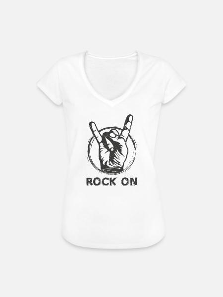 Rock On - Frauen Vintage T-Shirt - Weiß