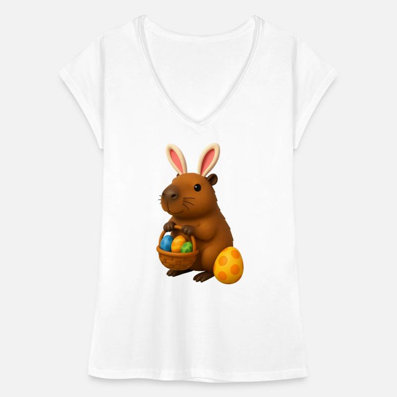 Osterhasen-Capybara mit Körbchen mit bunten Eiern Frauen Vintage T-Shirt