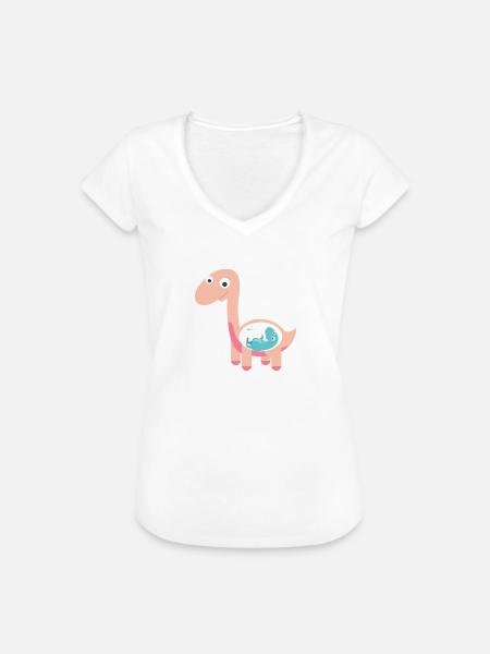 Pregosaurus Funny Dinosaur Pregnancy - Frauen Vintage T-Shirt - Weiß