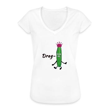 Drag Queen, Reine, Concombre - T-shirt vintage Femme - blanc - Devant - Danielle (179cm)