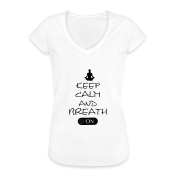 Yoga - Frauen Vintage T-Shirt - Weiß - Vorne - Danielle (179cm)