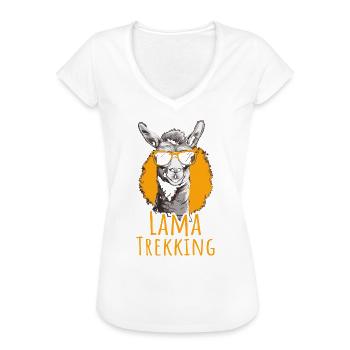 Lama Trekking - Frauen Vintage T-Shirt - Weiß - Vorne