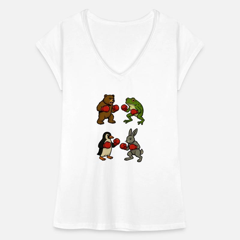 ours grenouille pingouin lapin boxe combat de ring de boxe T-shirt vintage Femme