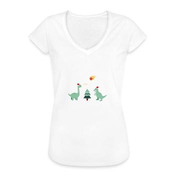 dinosaurier weihnachten - Frauen Vintage T-Shirt - Weiß - Vorne