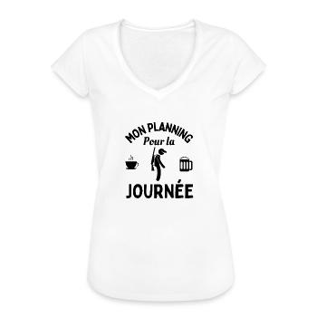 mon planning pour la journée - T-shirt vintage Femme - blanc - Devant - Danielle (179cm)