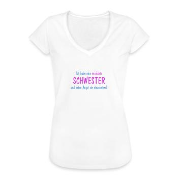 Verrückte Schwester - Frauen Vintage T-Shirt - Weiß - Vorne