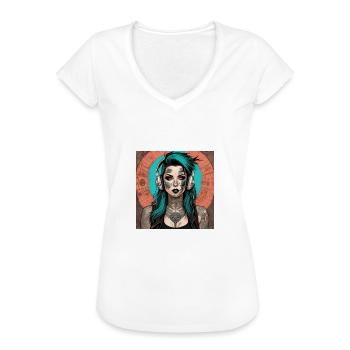 Tattoo Girl - Frauen Vintage T-Shirt - Weiß - Vorne - Danielle (179cm)