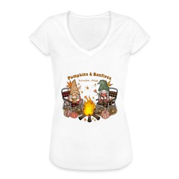Kürbis & Lagerfeuer Kinda Day - Frauen Vintage T-Shirt - Weiß - Vorne - Danielle (179cm)