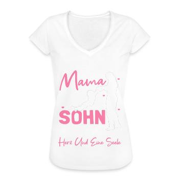 Lustig Mama und Sohn Partnerlook Spruch Geschenk - Frauen Vintage T-Shirt - Weiß - Vorne