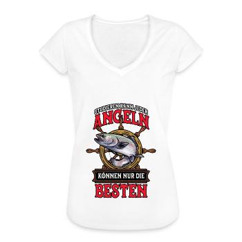 Angeln Angler - Frauen Vintage T-Shirt - Weiß - Vorne