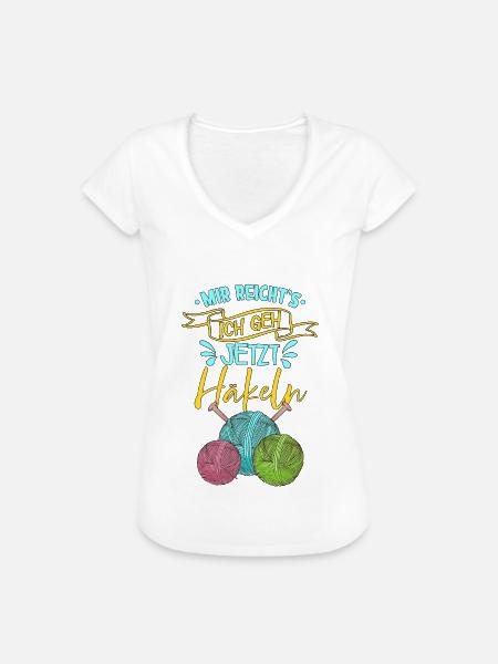 Häkeln - Frauen Vintage T-Shirt - Weiß