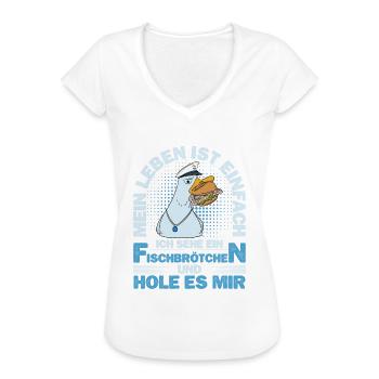 Fischbrötchen Möwe Norddeutsch - Frauen Vintage T-Shirt - Weiß - Vorne