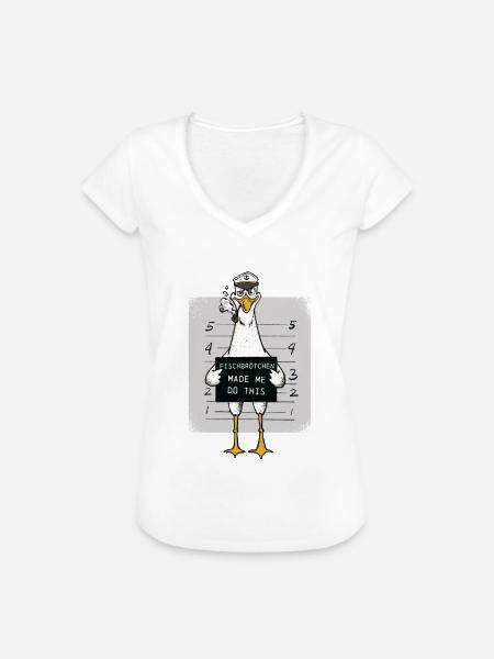 Fischbrötchen Möwe Norddeutsch - Frauen Vintage T-Shirt - Weiß