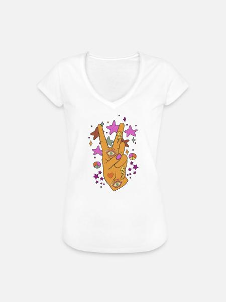 Happy Victory - Frauen Vintage T-Shirt - Weiß