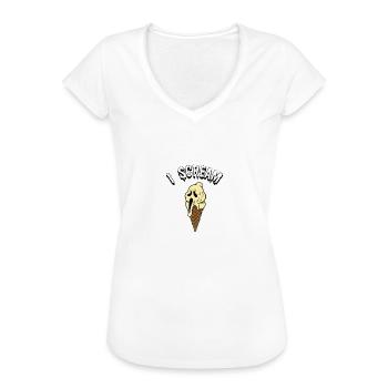 I Scream Ice - Premium Design - Women's Vintage T-Shirt - white - Front - Danielle (179cm)