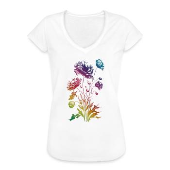 Coquelicot, Coquelicot, Coquelicot, Fleur, Jardin, Nature - T-shirt vintage Femme - blanc - Devant - Danielle (179cm)
