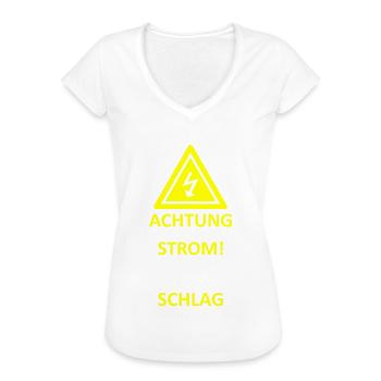 Elektriker Sprüche - Achtung Stromschlag - Frauen Vintage T-Shirt - Weiß - Vorne
