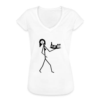 Kellnerin - Frauen Vintage T-Shirt - Weiß - Vorne - Danielle (179cm)