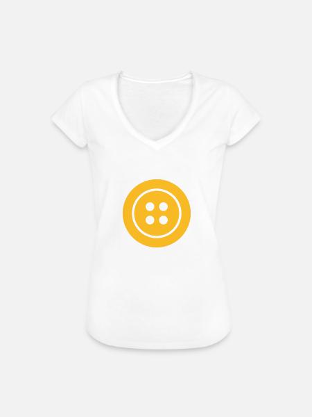 Knopf - Frauen Vintage T-Shirt - Weiß