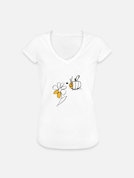 Bee and flower - Women's Vintage T-Shirt - white