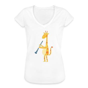Lustiges Tier mit Klarinette Bandmitglied - Frauen Vintage T-Shirt - Weiß - Vorne