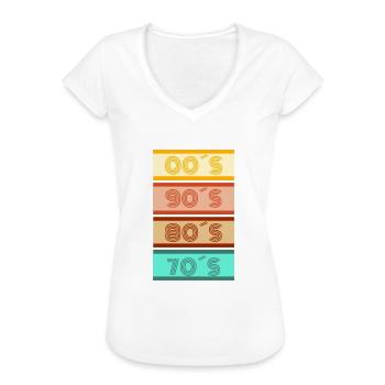 Jahrzehnte in bunt - Frauen Vintage T-Shirt - Weiß - Vorne - Danielle (179cm)