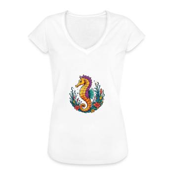 Seepferdchen - Frauen Vintage T-Shirt - Weiß - Vorne