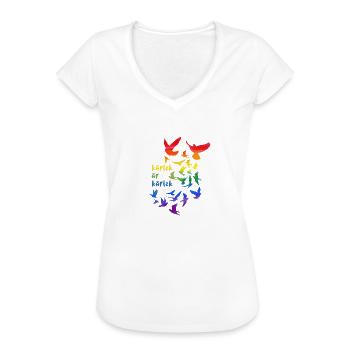 kärlek är kärlek,regenbogen,tauben,vögel - Frauen Vintage T-Shirt - Weiß - Vorne