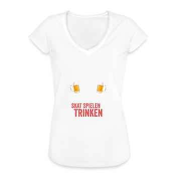 Skat Bier Skatspieler Geschenk - Frauen Vintage T-Shirt - Weiß - Vorne
