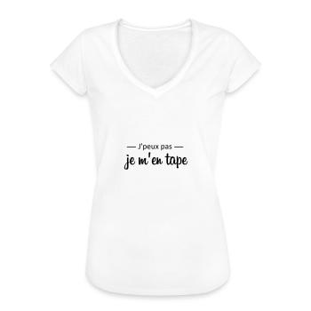 Je peux pas je m'en tape - T-shirt vintage Femme - blanc - Devant - Danielle (179cm)