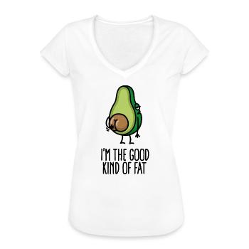 I'm the good kind of fat avokado stor rumpa rolig - Vintage-T-shirt dam - vit - Fram