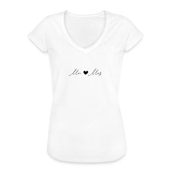 Mr and Mrs - Frauen Vintage T-Shirt - Weiß - Vorne - Danielle (179cm)