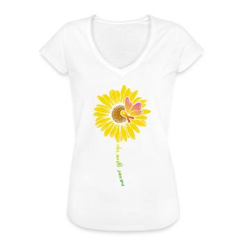 Sonnenblume und Schmetterling Multiple Sklerose - Frauen Vintage T-Shirt - Weiß - Vorne