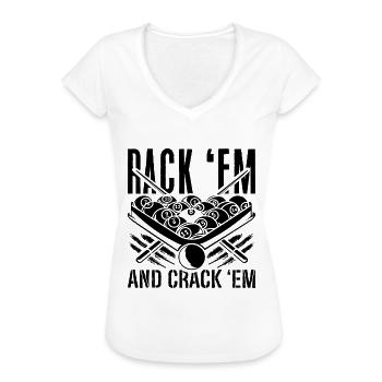 Rack 'Em And Crack Cue Sports Snooker Pool Player - Women's Vintage T-Shirt - white - Front - Danielle (179cm)