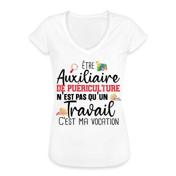 Auxiliaire de puériculture Puéricultrice Métier - T-shirt vintage Femme - blanc - Devant