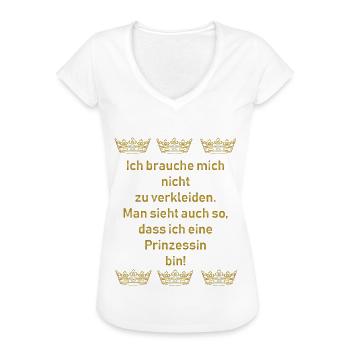 Fasching Prinzessin Kostümersatz - Frauen Vintage T-Shirt - Weiß - Vorne