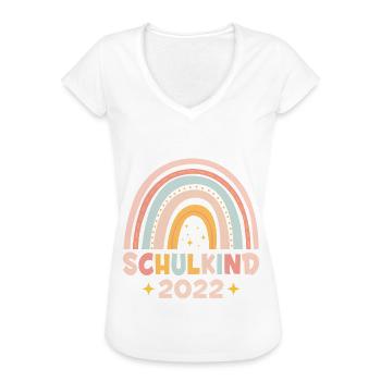 Schulkind 2022 Bunter Regenbogen - Frauen Vintage T-Shirt - Weiß - Vorne