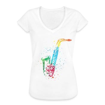 Saxofon, SAXofonist - Frauen Vintage T-Shirt - Weiß - Vorne