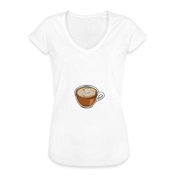 Lächeln mit Cappuccino - Frauen Vintage T-Shirt - Weiß - Vorne