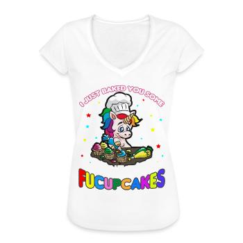 UNICORN BAKING CUPCAKE FUCK YOU - Frauen Vintage T-Shirt - Weiß - Vorne