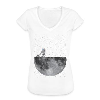 ASTRONAUT CLEANING THE MOON - Frauen Vintage T-Shirt - Weiß - Vorne